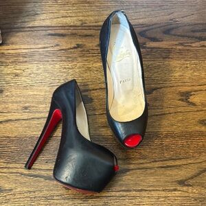 Christian Louboutin Black and Red Peep Toe Heels - MOVING SALE